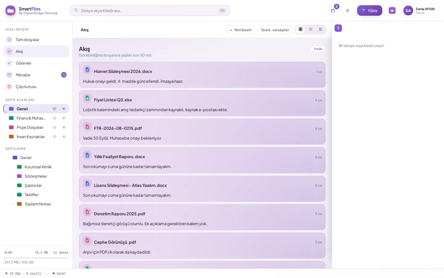 Activity flow: file notes and changes