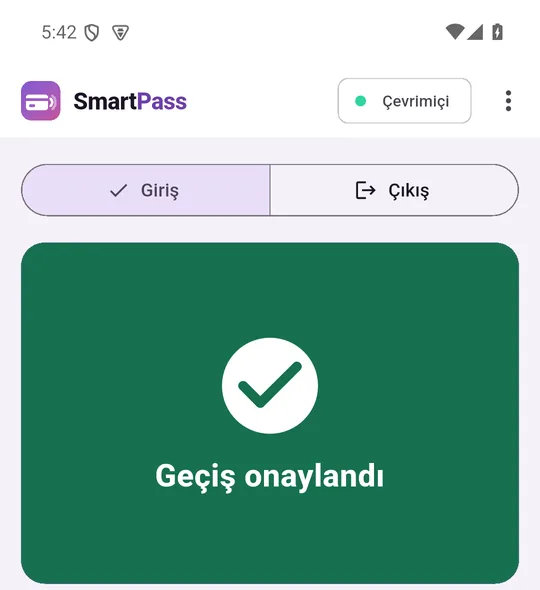 Mobil terminal: sunucudan gelen geçiş onayı