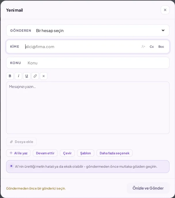SmartMail compose window: AI-assisted drafting and improvement