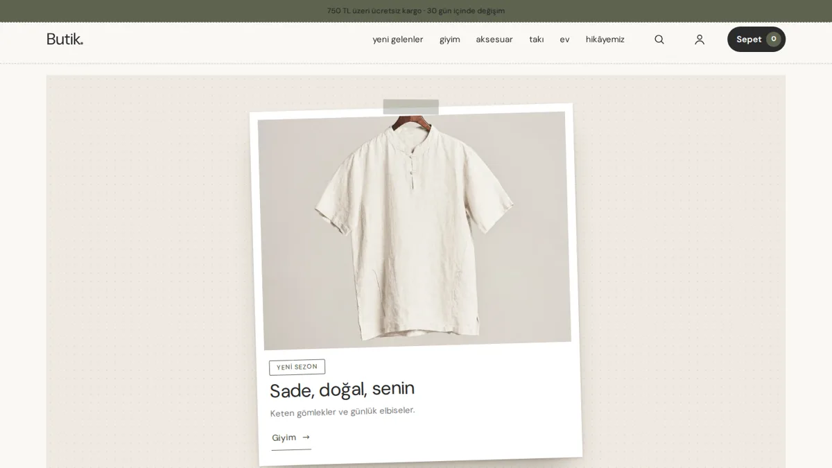 Keten teması (butik) ana sayfası
