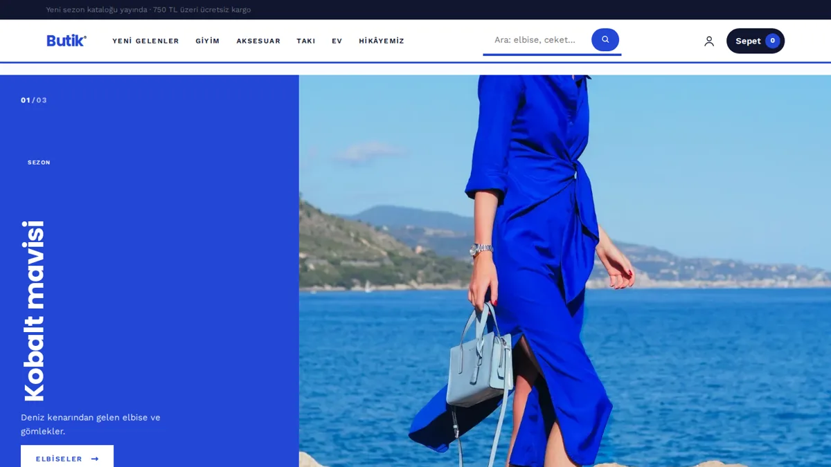 Kobalt teması (butik) ana sayfası