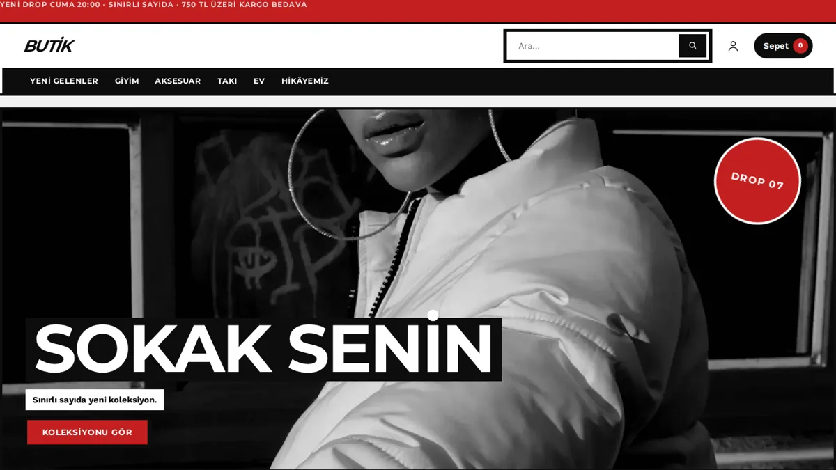 Sokak teması (butik) ana sayfası