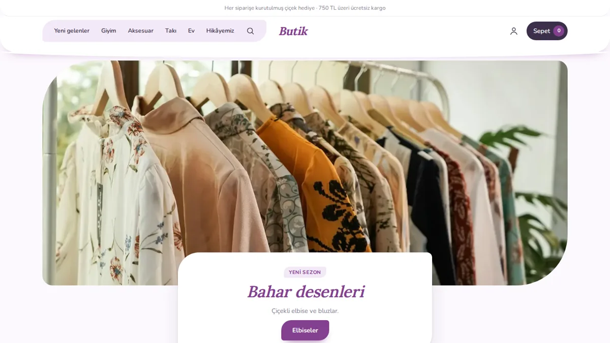 Çiçek teması (butik) ana sayfası